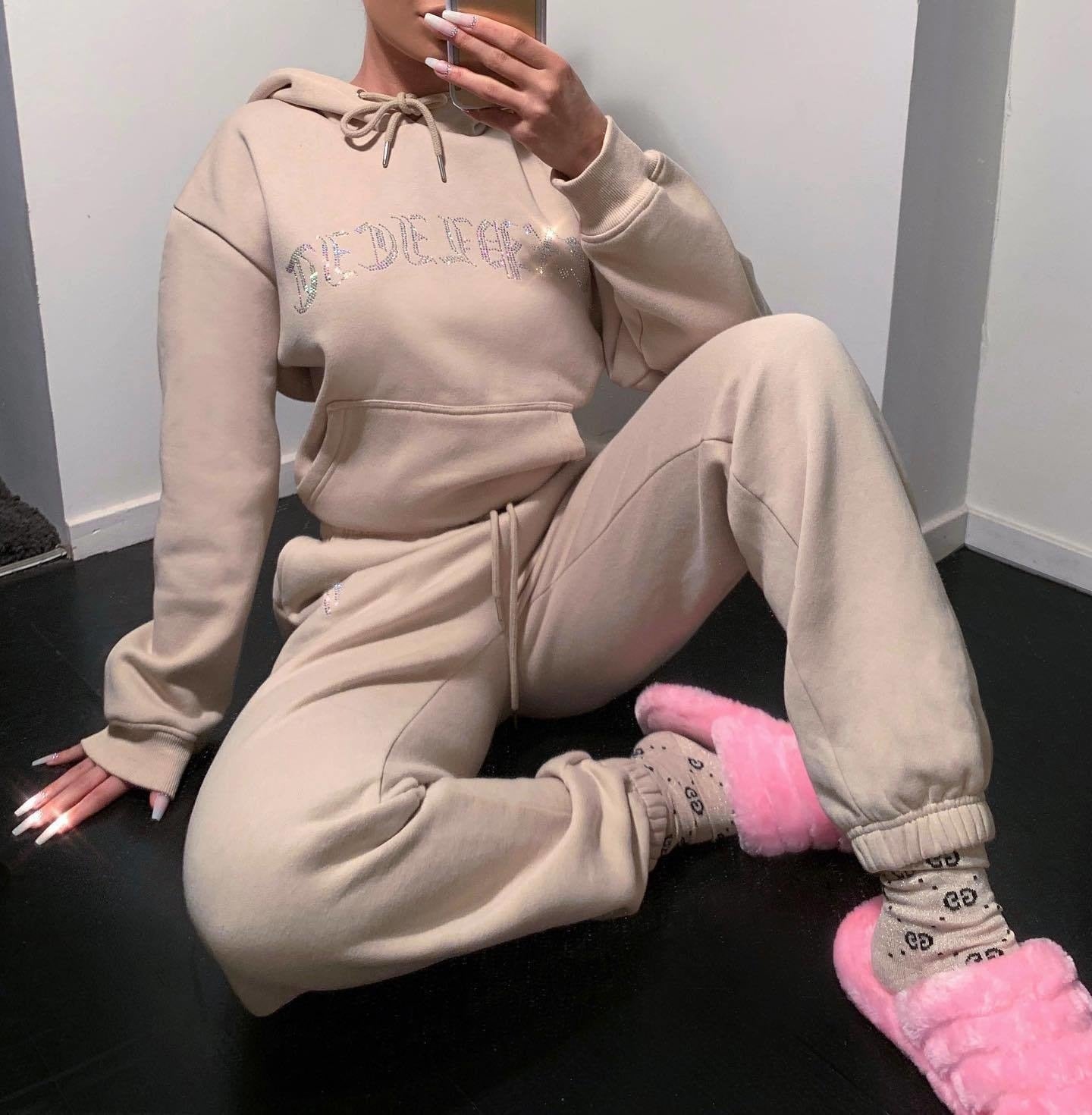 Two Pieces Set Tracksuit Suit Sweatshirt and Joggers Jogging For Women