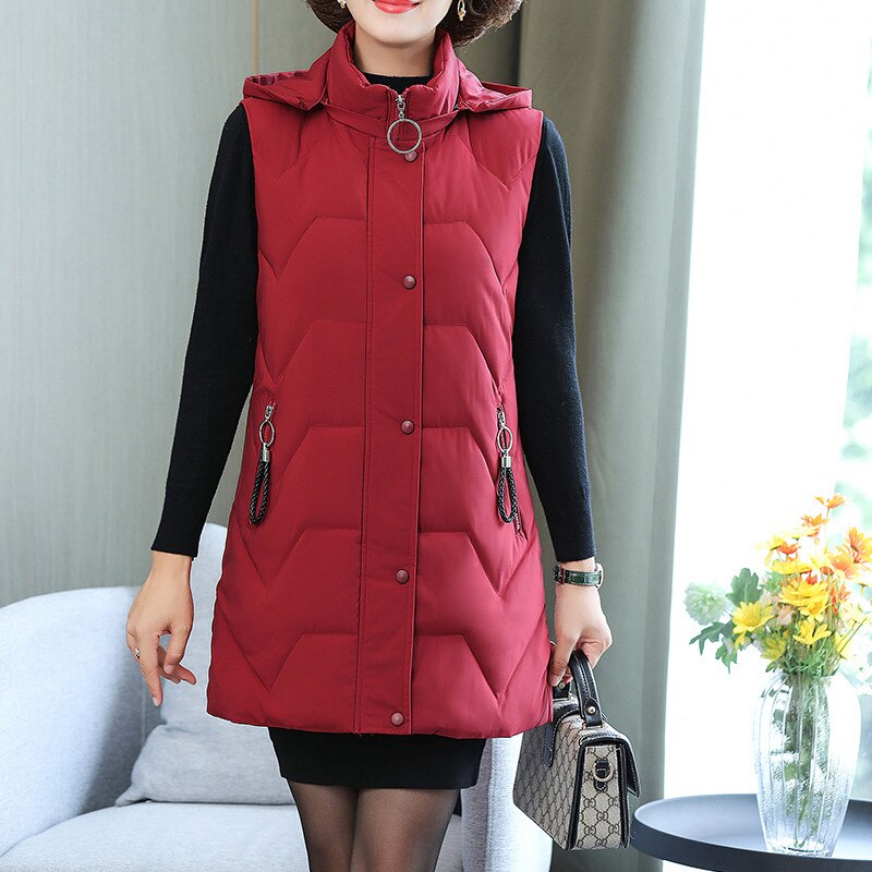 Winter Cotton loose Jacket Parker Hooded Sleeveless Warm jacket for Women