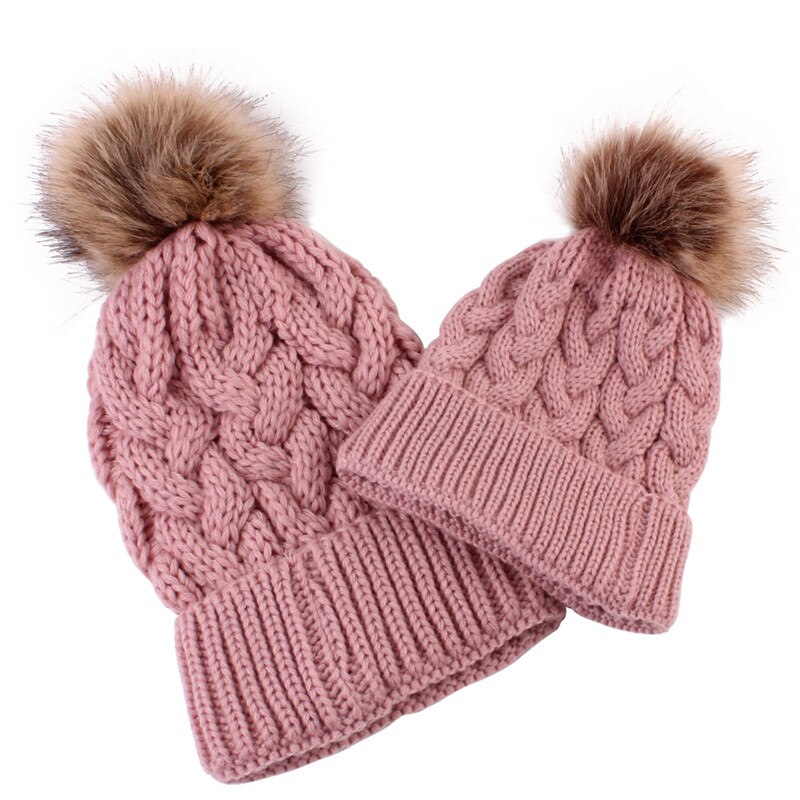 Family Look Autumn /Winter 2pcs Mother and daughter Knitted Twist matching Hats