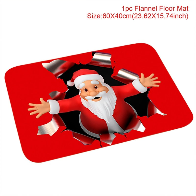 Christmas Door Mat Santa Claus Outdoor Carpet Merry Christmas Decorations