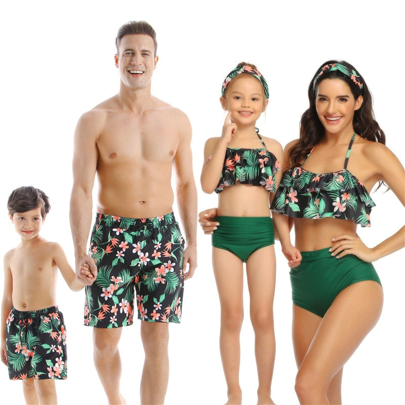 Family Swimsuit  Mom, Father, Son and Daughter Matching Swimwear