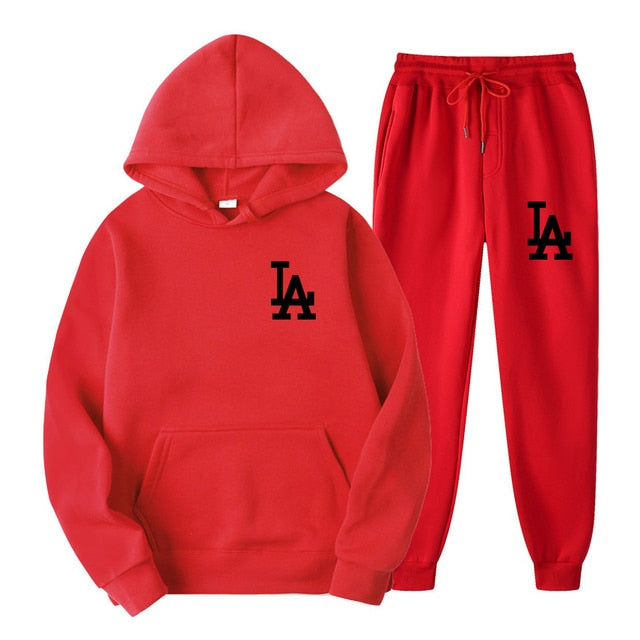 New Tracksuit Men set Print Hooded Sweatshirts set Fleece Hoodies Sportswear Set