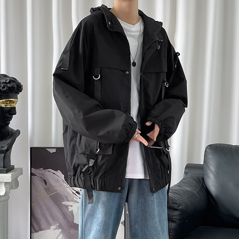 Men's Waterproof Streetwear Hip Hop Windbreaker Overcoat – Casual Loose Jacket