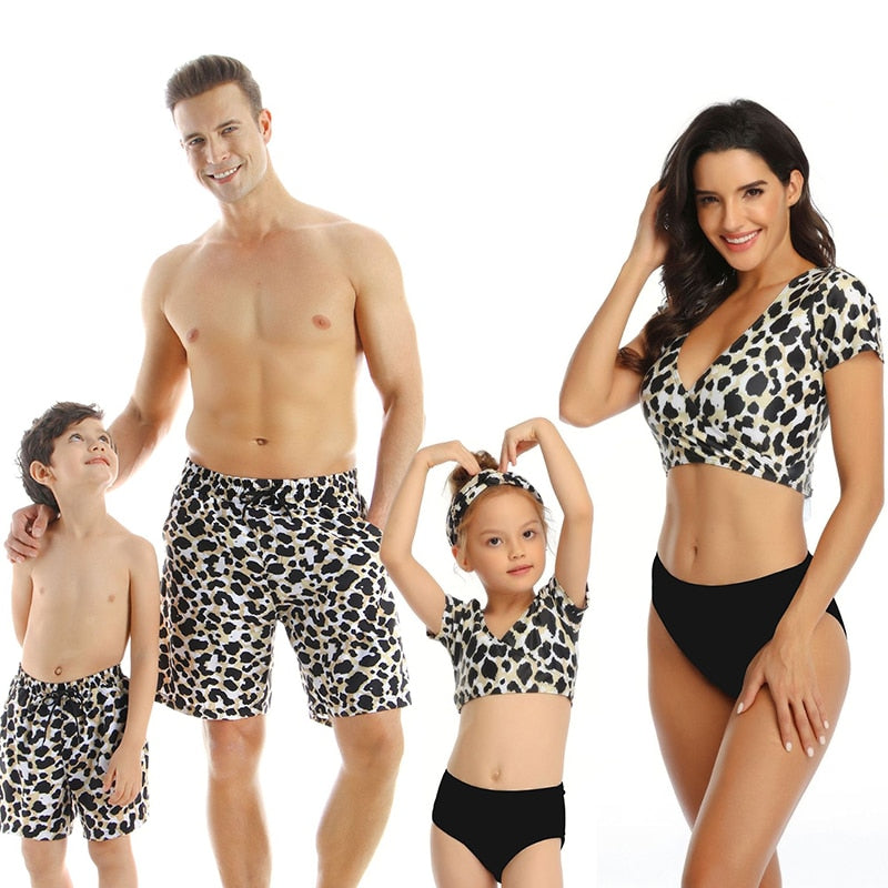 Family Swimsuit  Mom, Father, Son and Daughter Matching Swimwear