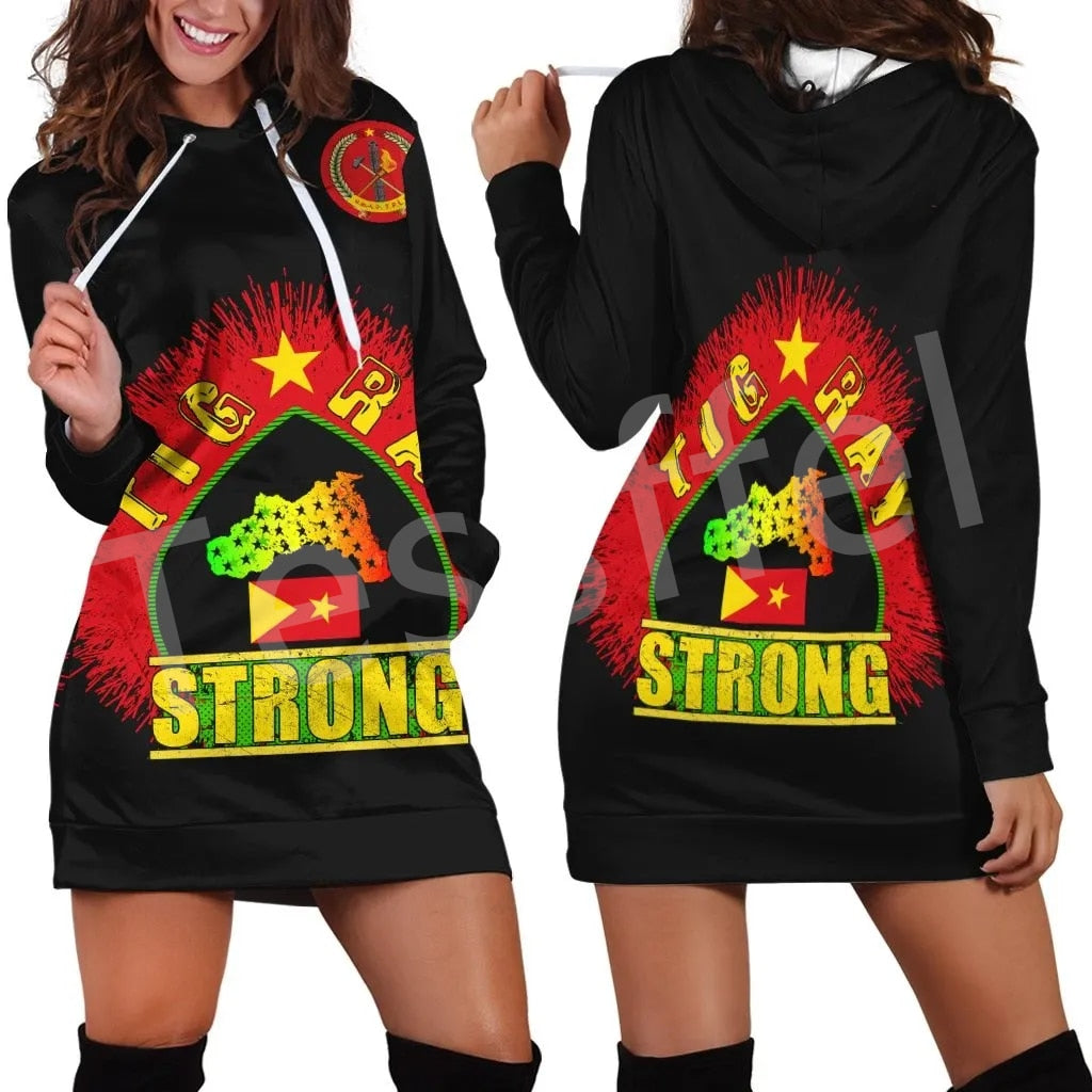 Tigray Flag Native Tribe  3D Print Harajuku Long Sleeves  Women Hoodie Dress