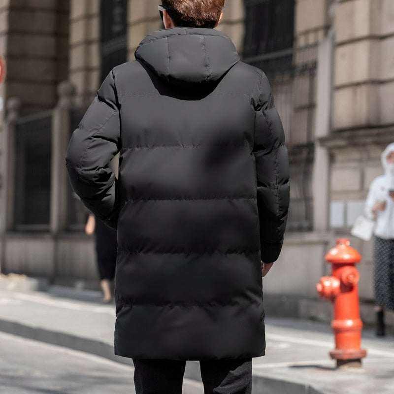 Men's Thick Cotton Long Casual Winter Jacket Parka Coat Plus Size