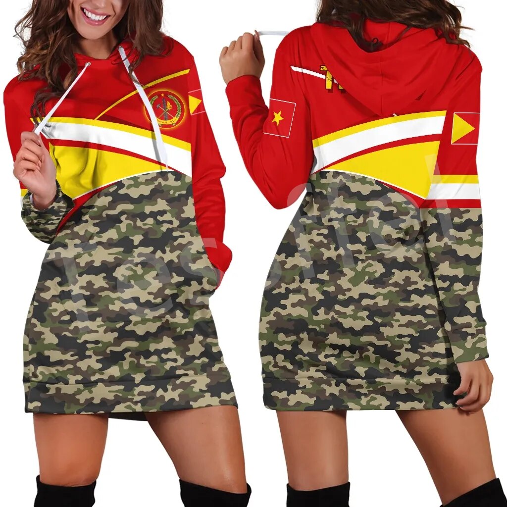 Ethiopia County Tigray Flag Native Tribe  3DPrint Harajuku Long Sleeves Women Hoodie Dress