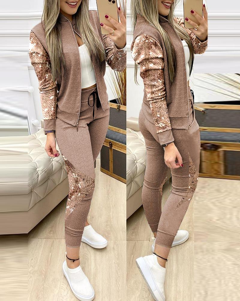 Fashion Tracksuit 2 Piece Set Autumn Winter Zipper Jacket + Long Pants Female Sports Sweatshirt  For Woman