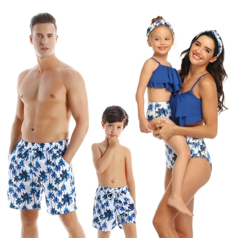 Family Swimsuit  Mom, Father, Son and Daughter Matching Swimwear