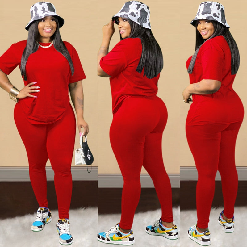 Fashion Two Piece Tracksuits  Set  T- Shirt Top and Pants Sport Set for Women