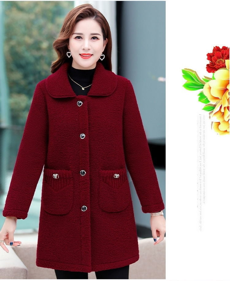 Faux lamb Wool  Autumn Winter Loose Long-sleeve coat / Jacket for Women