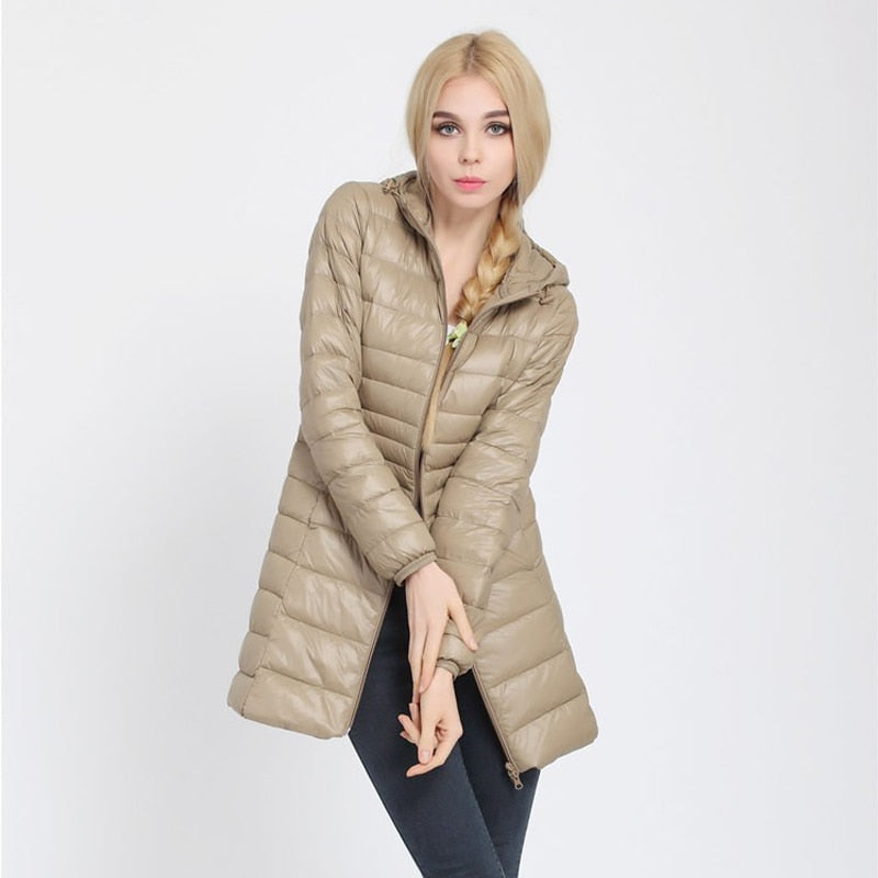 Down Jacket Women Brand New Winter Warm Duck Down Jacket Ultralight Hooded Coats