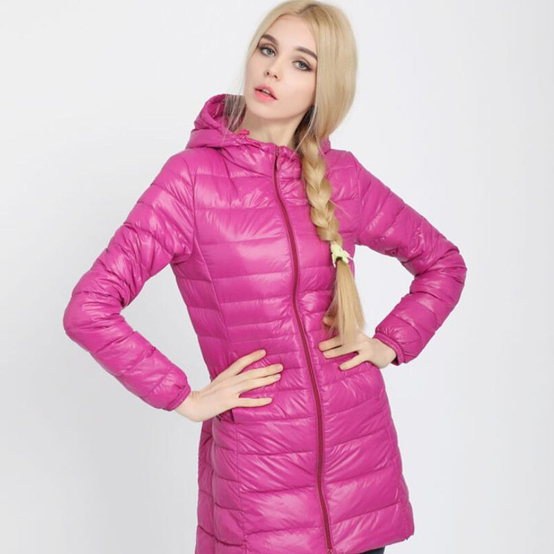 Down Jacket Women Brand New Winter Warm Duck Down Jacket Ultralight Hooded Coats