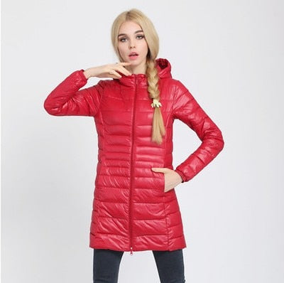 Down Jacket Women Brand New Winter Warm Duck Down Jacket Ultralight Hooded Coats