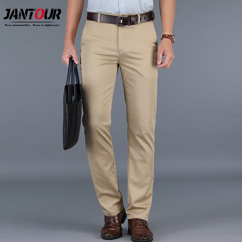 High Quality Cotton  Pants Straight Long Classic Business Casual Trousers for men