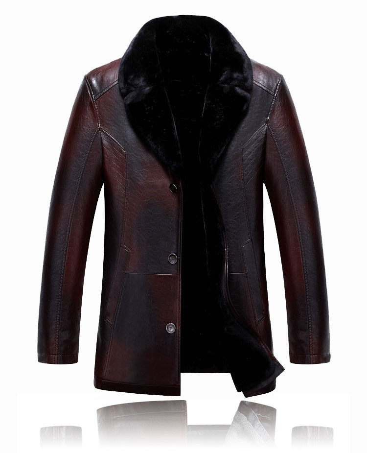 Russian Winter Black leather jackets High-quality Thick Warm Men's Jackets