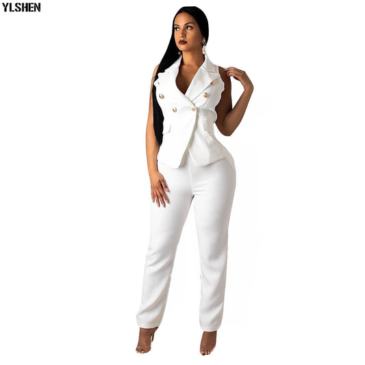 Two Piece Set Women Tracksuit Summer Plus Size Sportwear Sexy Elegant Vest Top + Pants  Matching outfit