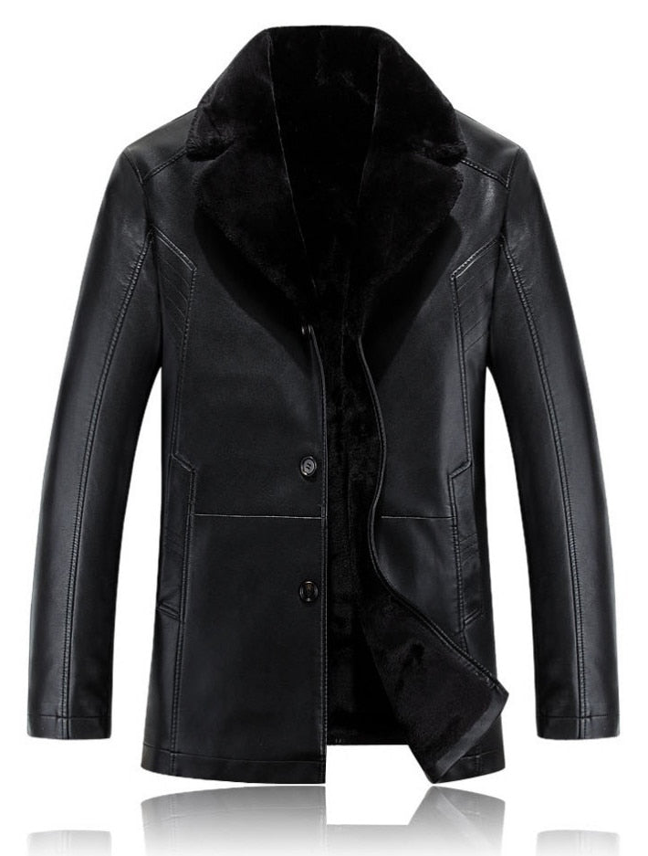 Russian Winter Black leather jackets High-quality Thick Warm Men's Jackets