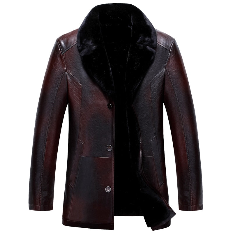 Russian Winter Black leather jackets High-quality Thick Warm Men's Jackets