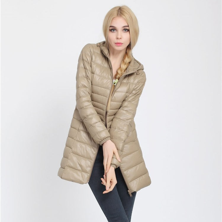 Down Jacket Women Brand New Winter Warm Duck Down Jacket Ultralight Hooded Coats