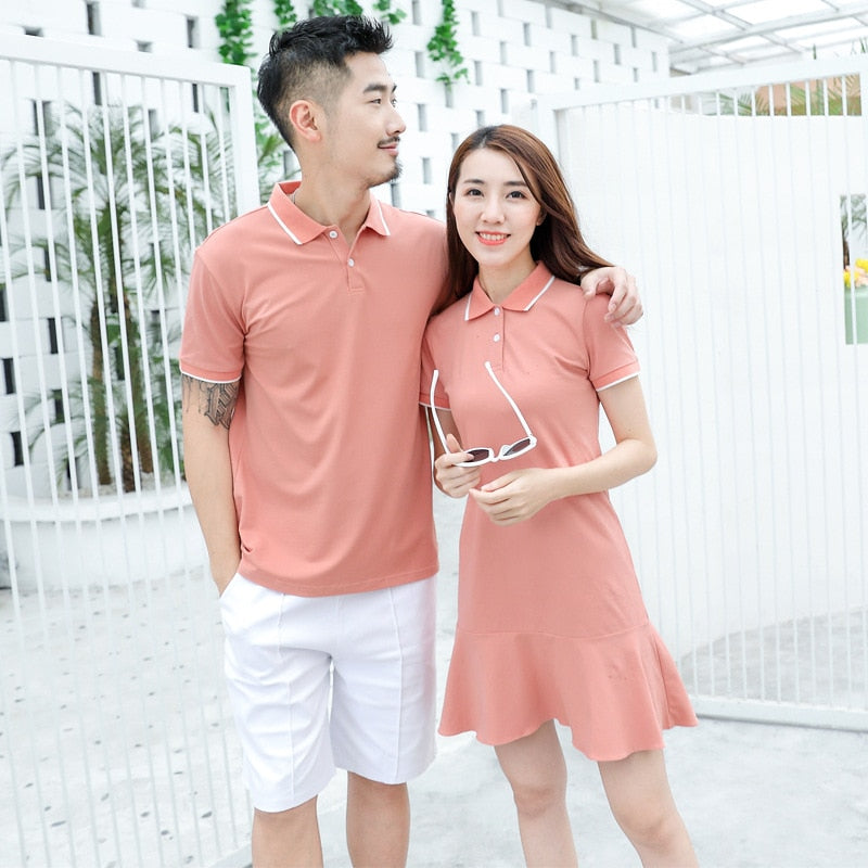 Family matching outfits summer Polo shirt mother, daughter, father, son turn down collar family clothes