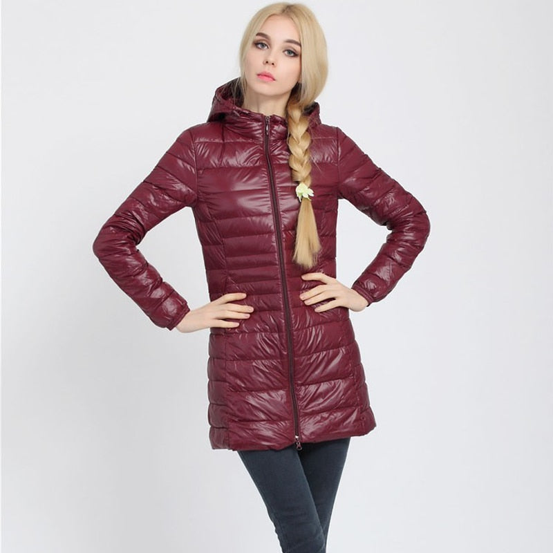 Down Jacket Women Brand New Winter Warm Duck Down Jacket Ultralight Hooded Coats