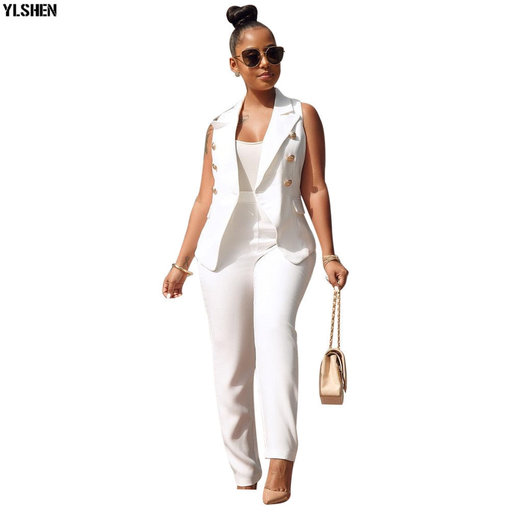 Two Piece Set Women Tracksuit Summer Plus Size Sportwear Sexy Elegant Vest Top + Pants  Matching outfit