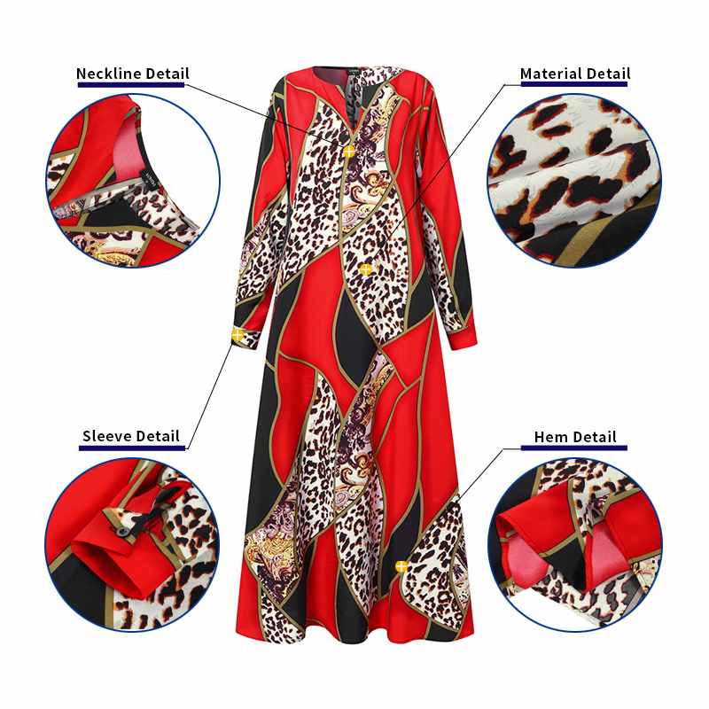 Bohemian Printed Long Sleeve , V Neck  Long Maxi Dress for women