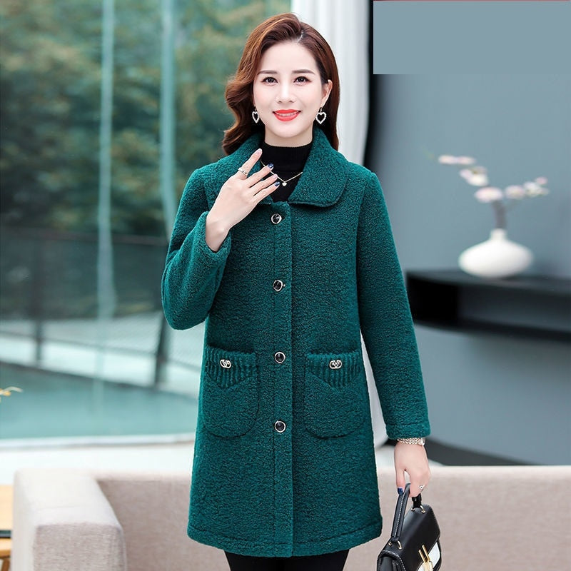 Faux lamb Wool  Autumn Winter Loose Long-sleeve coat / Jacket for Women