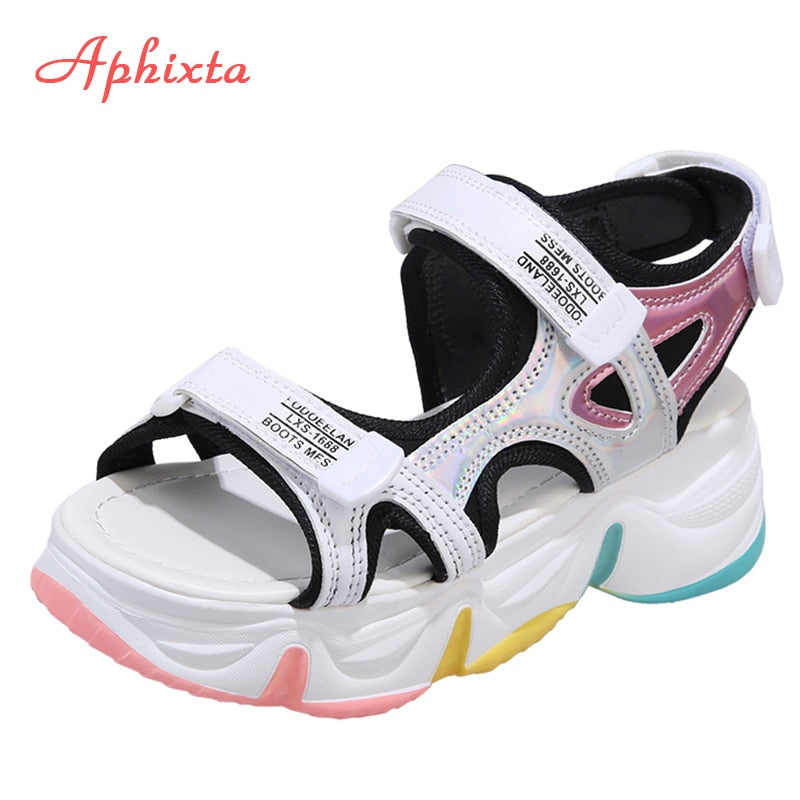 Wedge Heels Women's Sandals Rainbow Sole Design  Height Increasing Shoes for Women