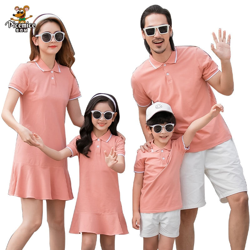 Family Clothing Mother Daughter  Summer Dresses & Father Son T-Shirts Short Pants Matching Outfits