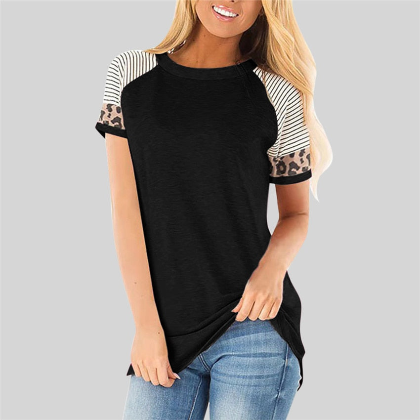 Women T-shirt Summer Raglan sleeve Top Slim Short Sleeve Streetwear for female