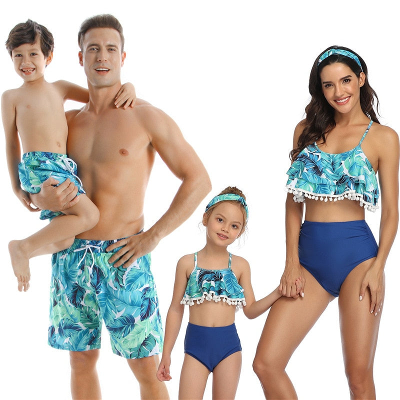 Family Swimsuit  Mom, Father, Son and Daughter Matching Swimwear