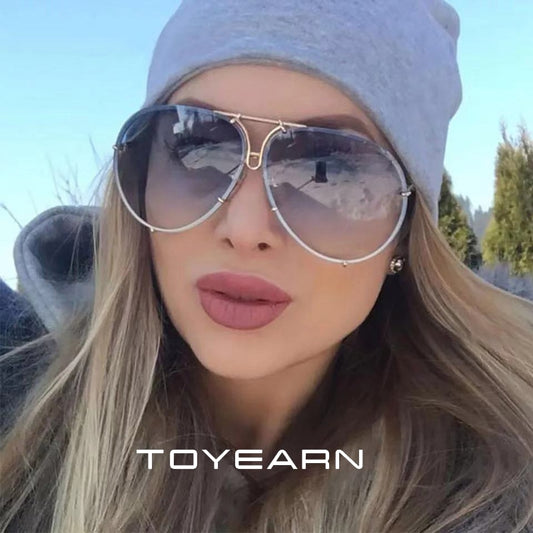 New Fashion Pilot Sunglasses for Women Oversized Luxury Sun Glasses Cool Mirror Vintage Lady Gradient Shades