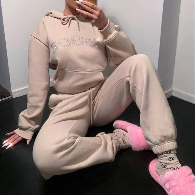 Two Pieces Set Tracksuit Suit Sweatshirt and Joggers Jogging For Women