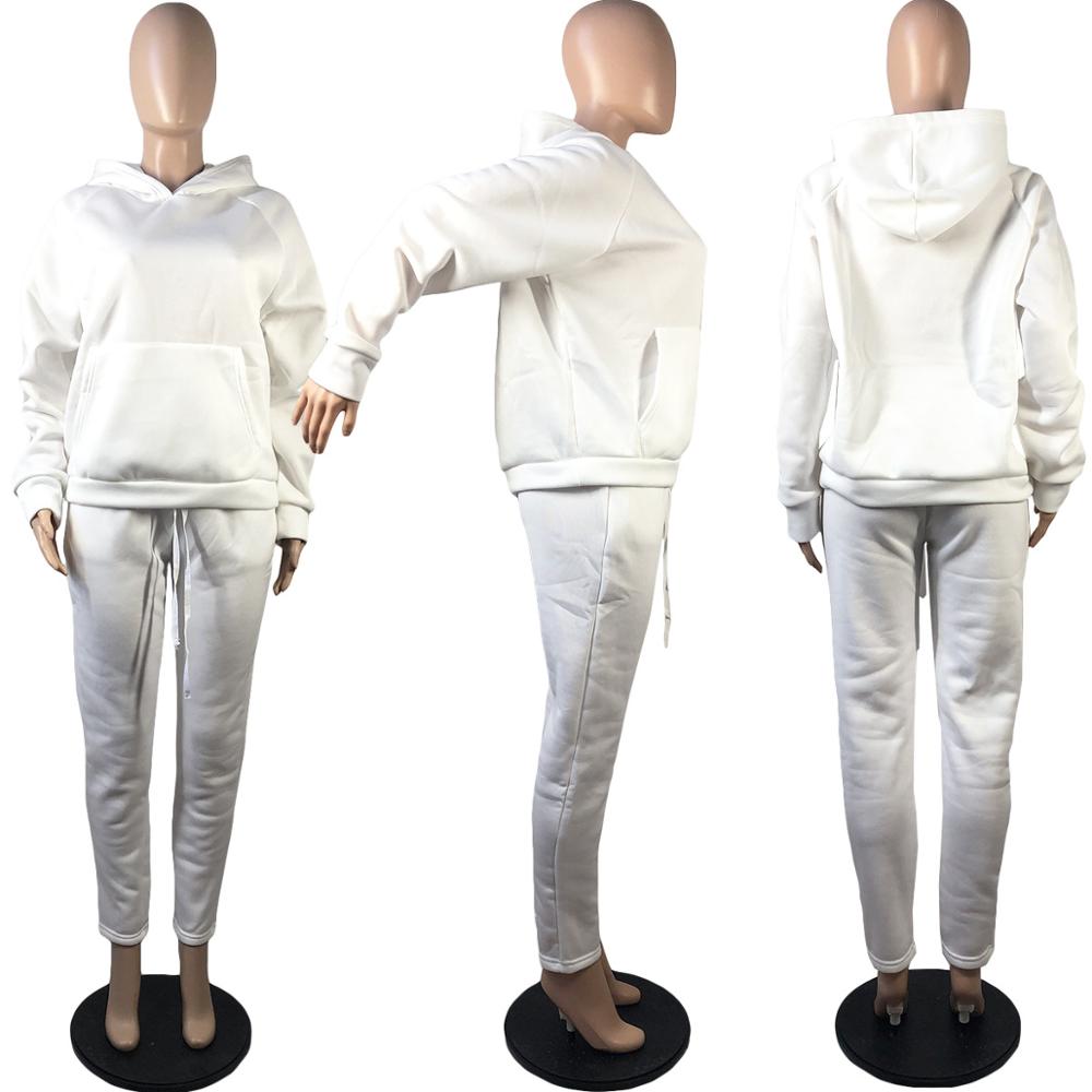 Adogirl Fashion Classic Solid  Two Pieces Set Hooded Sweatshirt Jogger Pants Tracksuit Matching  Casual Outfits for Women