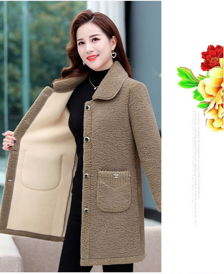 Faux lamb Wool  Autumn Winter Loose Long-sleeve coat / Jacket for Women