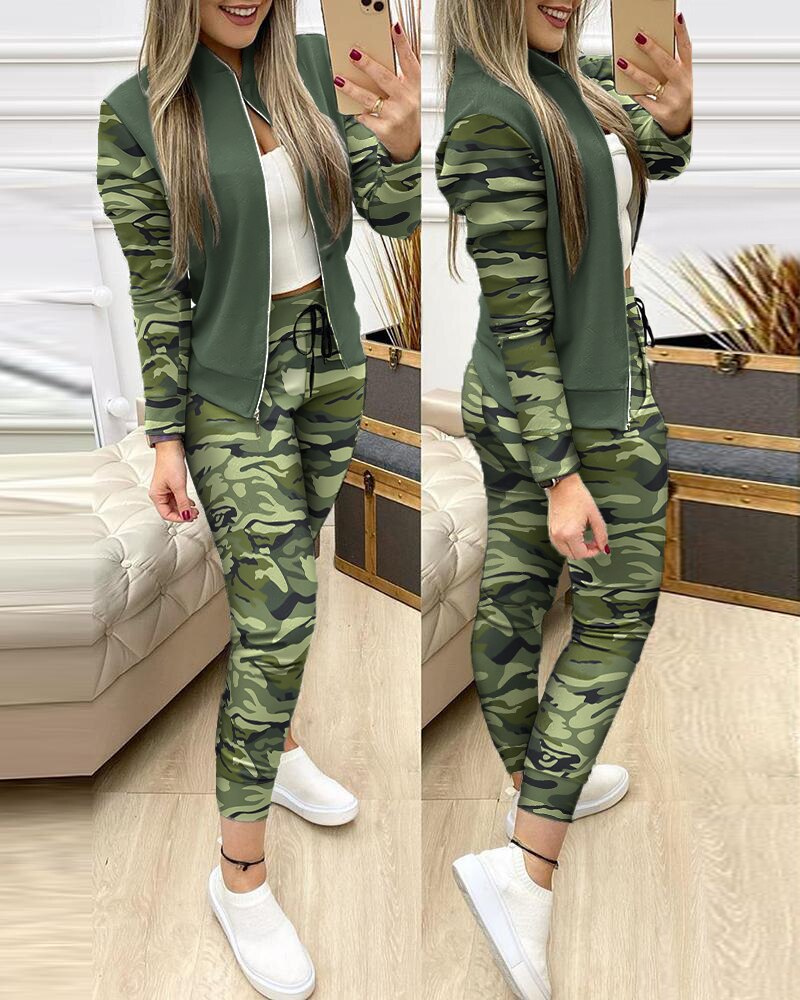 Fashion Tracksuit 2 Piece Set Autumn Winter Zipper Jacket + Long Pants Female Sports Sweatshirt  For Woman