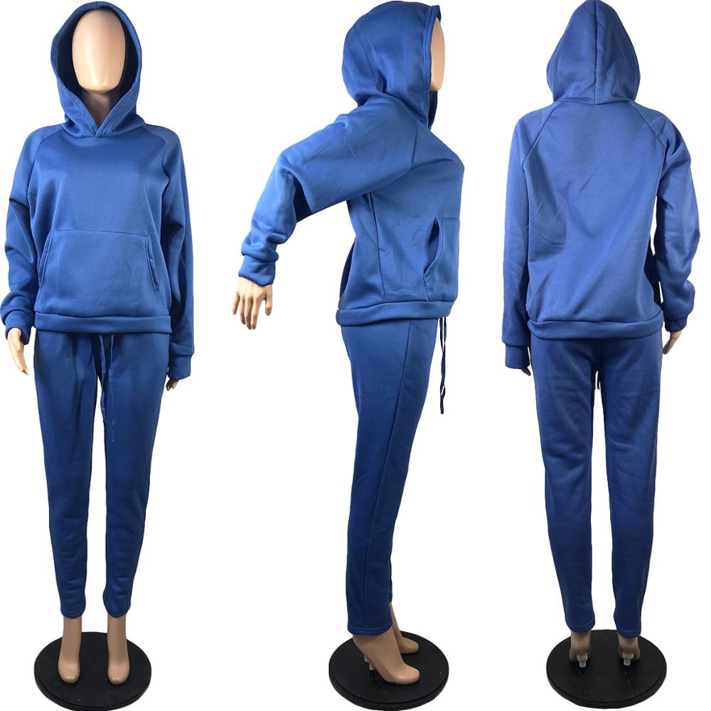 Adogirl Fashion Classic Solid  Two Pieces Set Hooded Sweatshirt Jogger Pants Tracksuit Matching  Casual Outfits for Women