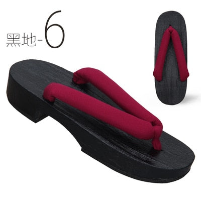 WHOHOLL Women Geta Slippers Kikyo Cos Shoes Indoor Slippers Japanese Wood Clogs Summer Flip Flops For Women Slides