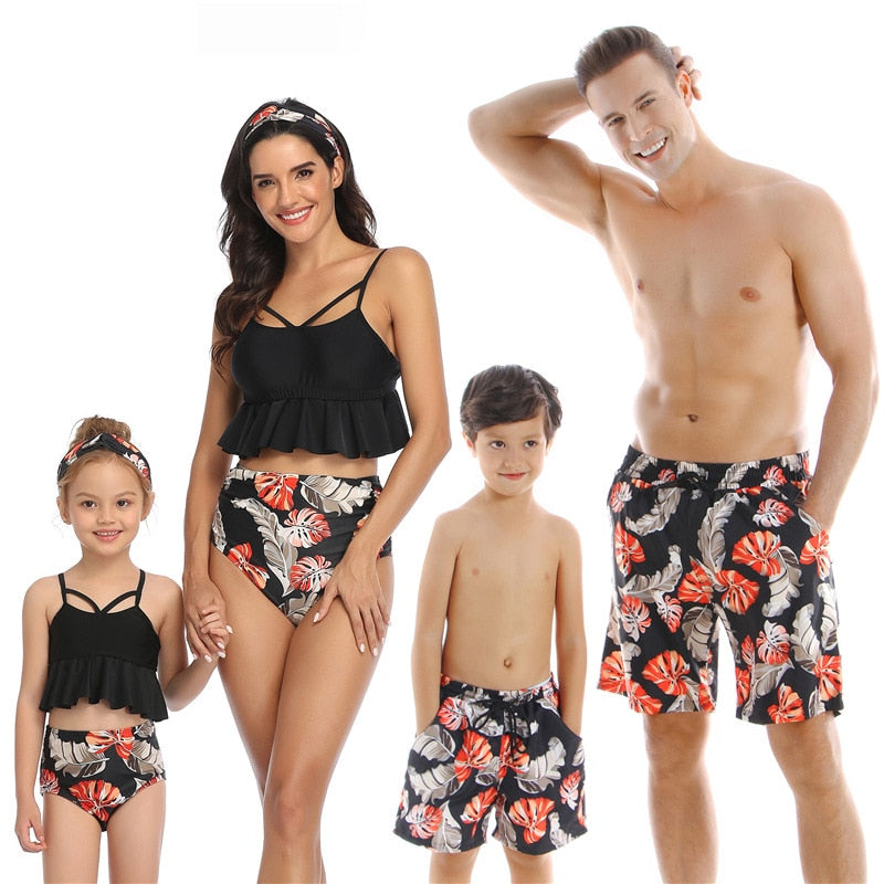 Family Swimsuit  Mom, Father, Son and Daughter Matching Swimwear