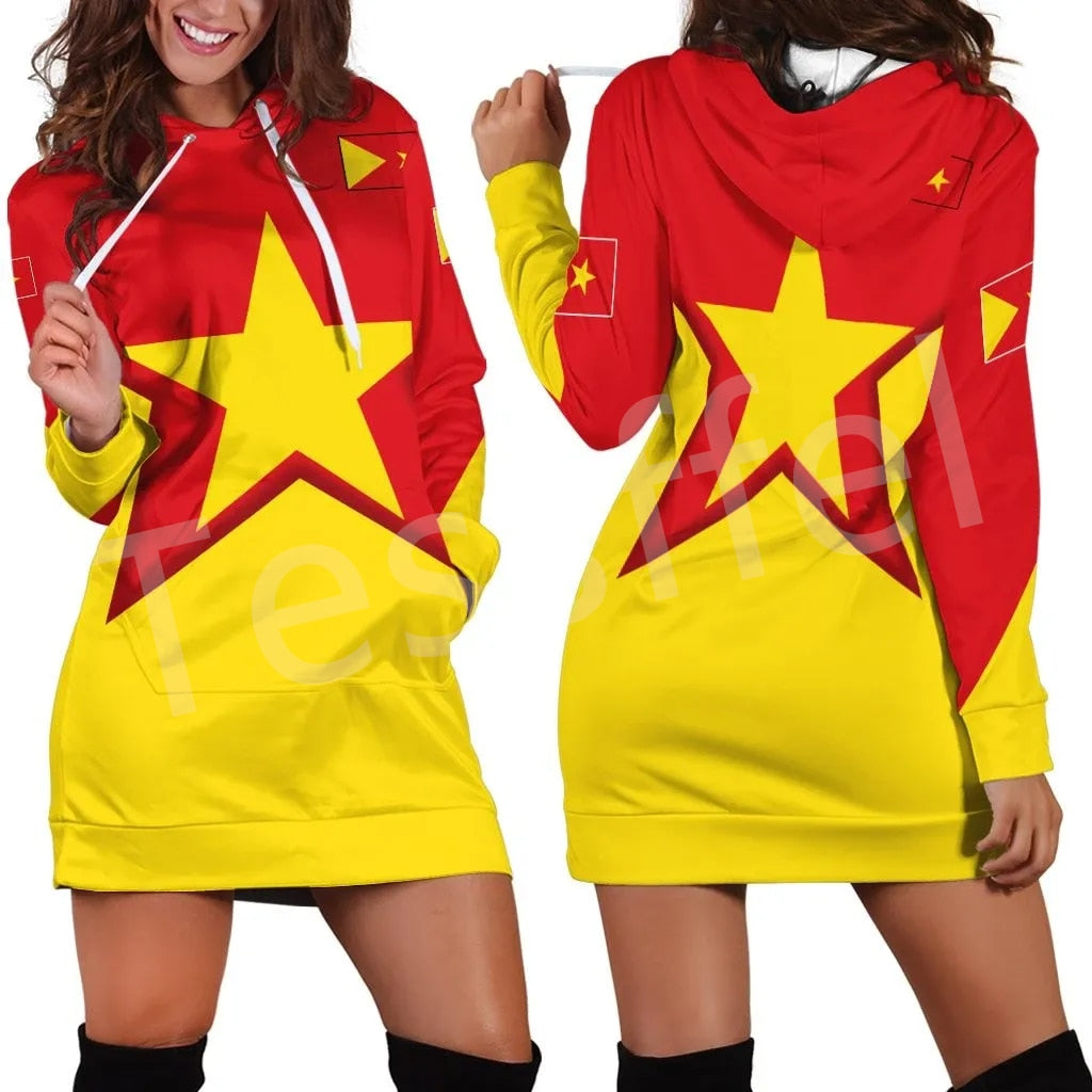 Tigray Flag Native Tribe  3D Print Harajuku Long Sleeves  Women Hoodie Dress