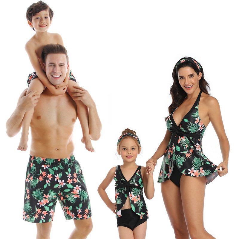 Family Swimsuit  Mom, Father, Son and Daughter Matching Swimwear