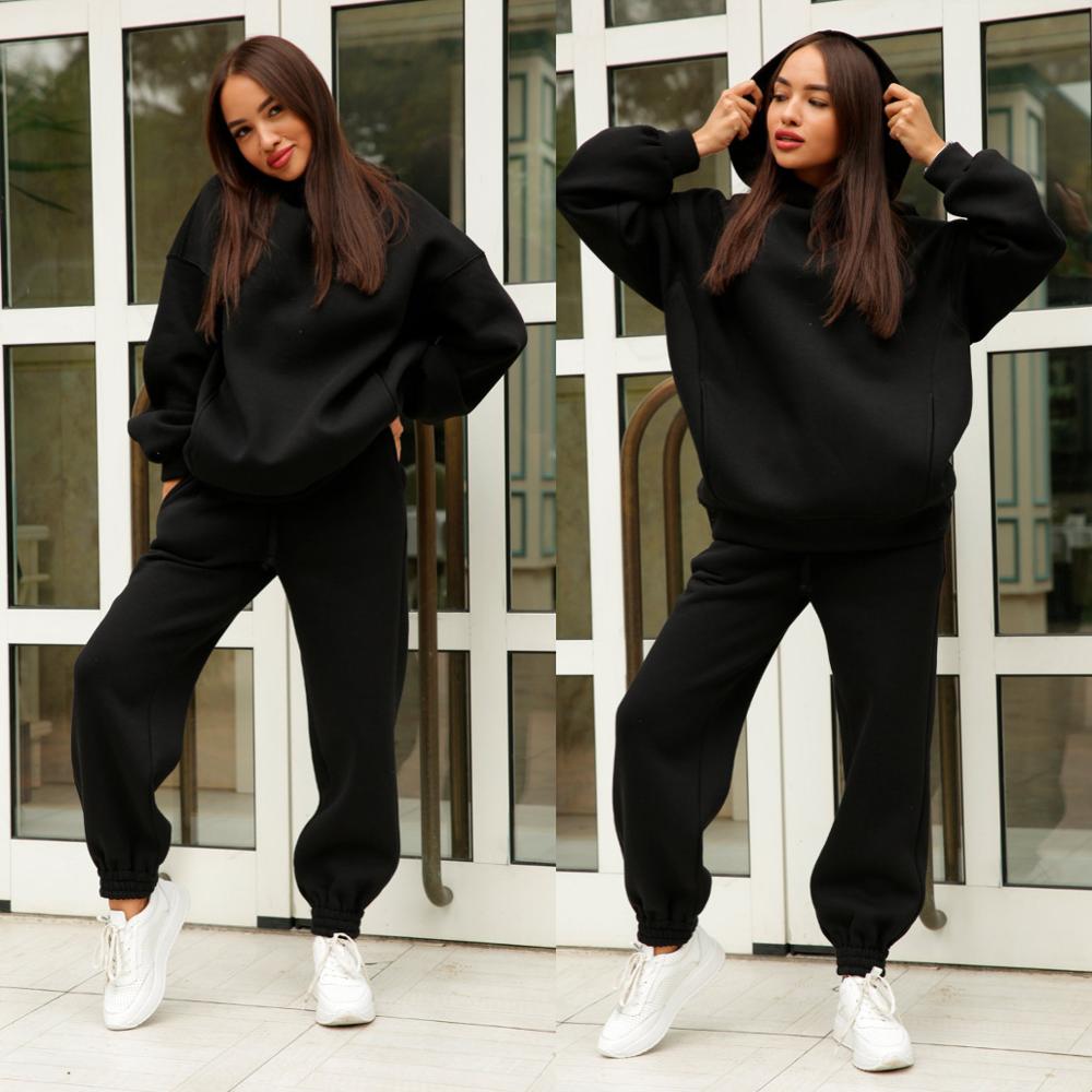 Sports Suit Women Solid Hoodie And Pants Casual Sport Suit Two Piece Set  For Sportswear Tracksuits for Women