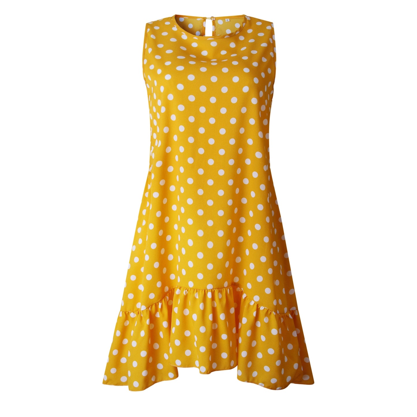 Women Summer Dress Ruffles Polka Dot Sleeveless Mini Dresses Plus Size Casual Loose  Women Clothes