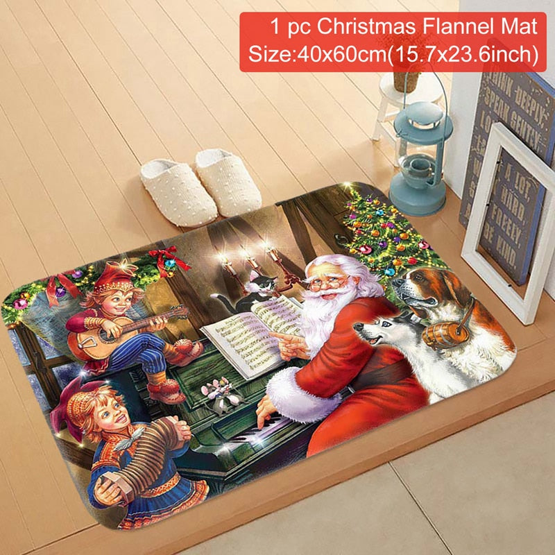 Christmas Doormat Santa Claus Carpet Merry Christmas Decorations For Home