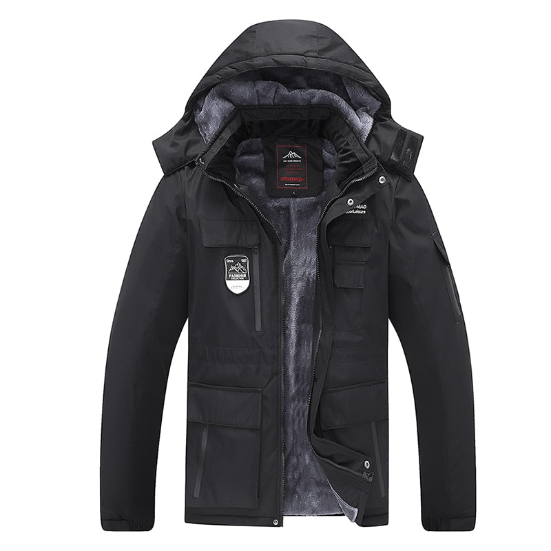 Winter Thick Warm Fleece Windproof Hooded Military Outdoor  Jacket for Men