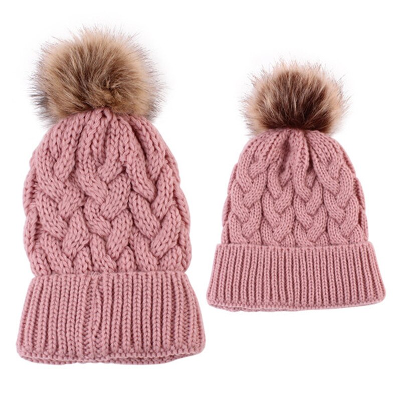 Family Look Autumn /Winter 2pcs Mother and daughter Knitted Twist matching Hats