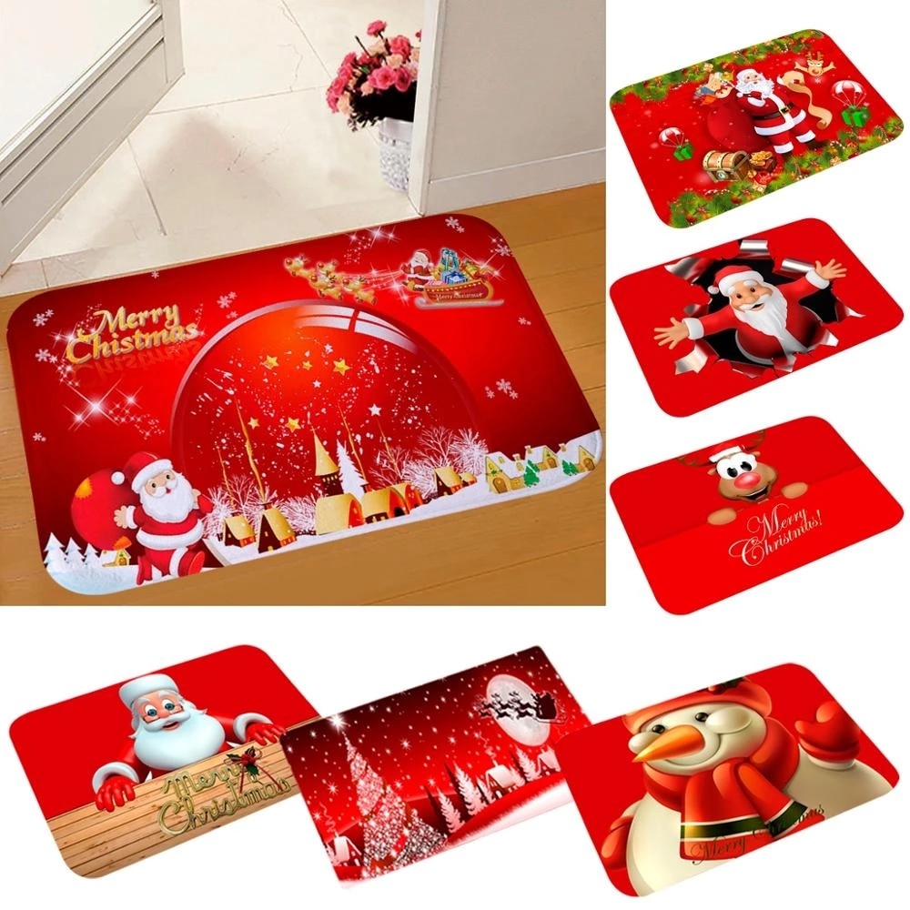 Christmas Door Mat Santa Claus Outdoor Carpet Merry Christmas Decorations