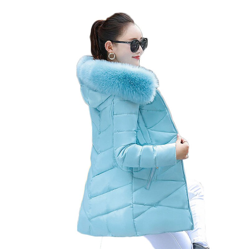 Women's Winter Jacket and Coat Big Fur Collar Hooded Down Parkas Korean Thick Cotton Jacket